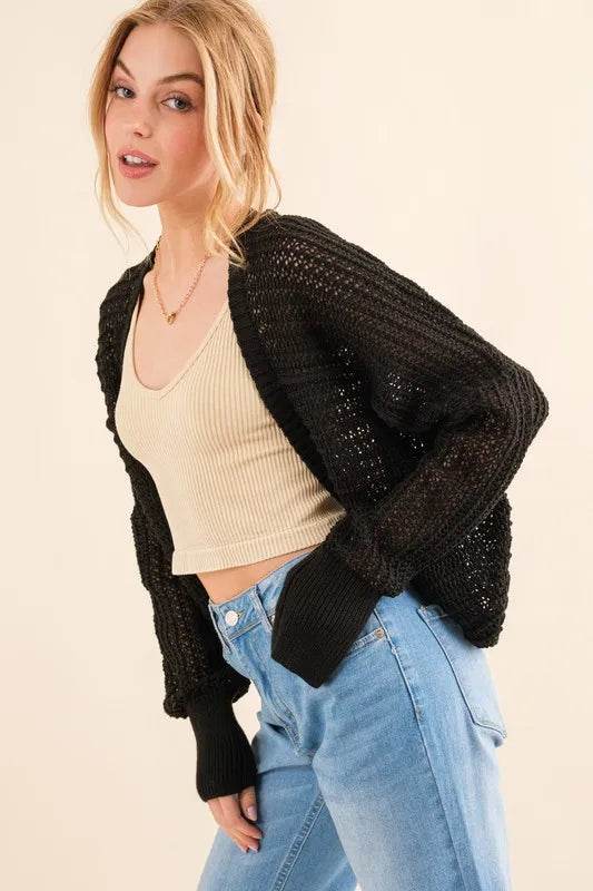 And The Why Fishnet Knitting Bolero Cardigan