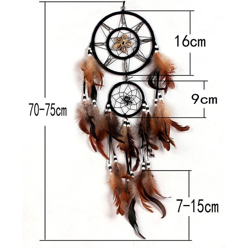 Feather Crafts Dream Catcher Brown Wind Chimes Handmade Christmas Net Handmade Wall Hanging Home Decor Dream Catcher With Feathers For Wall Hanging Car Home Balcony Decorations