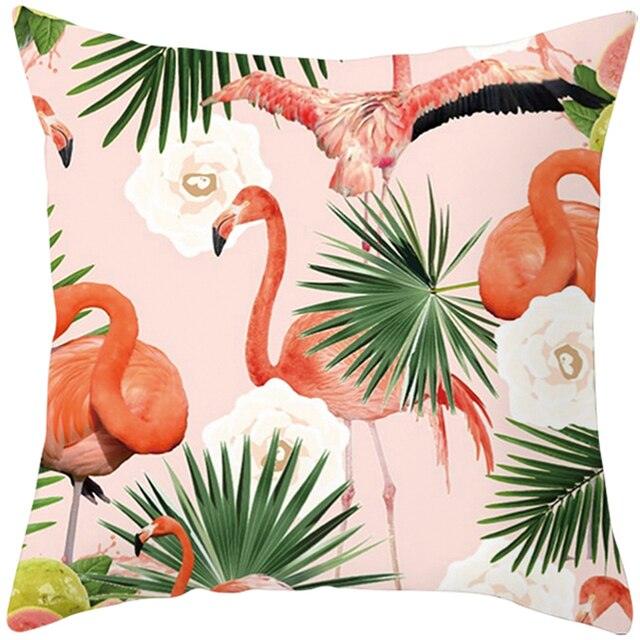 Flamingo Cushion Cover Decor Cushion Case Elegant Tropical Flamingo Pillow Covers Decorative Cotton Linen Square Pillow Cases Cushion Cover Home Decor Car Cushion Cover Pink Pillow Case