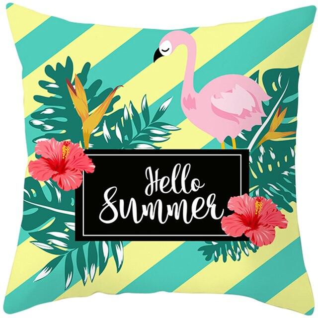 Flamingo Cushion Cover Decor Cushion Case Elegant Tropical Flamingo Pillow Covers Decorative Cotton Linen Square Pillow Cases Cushion Cover Home Decor Car Cushion Cover Pink Pillow Case