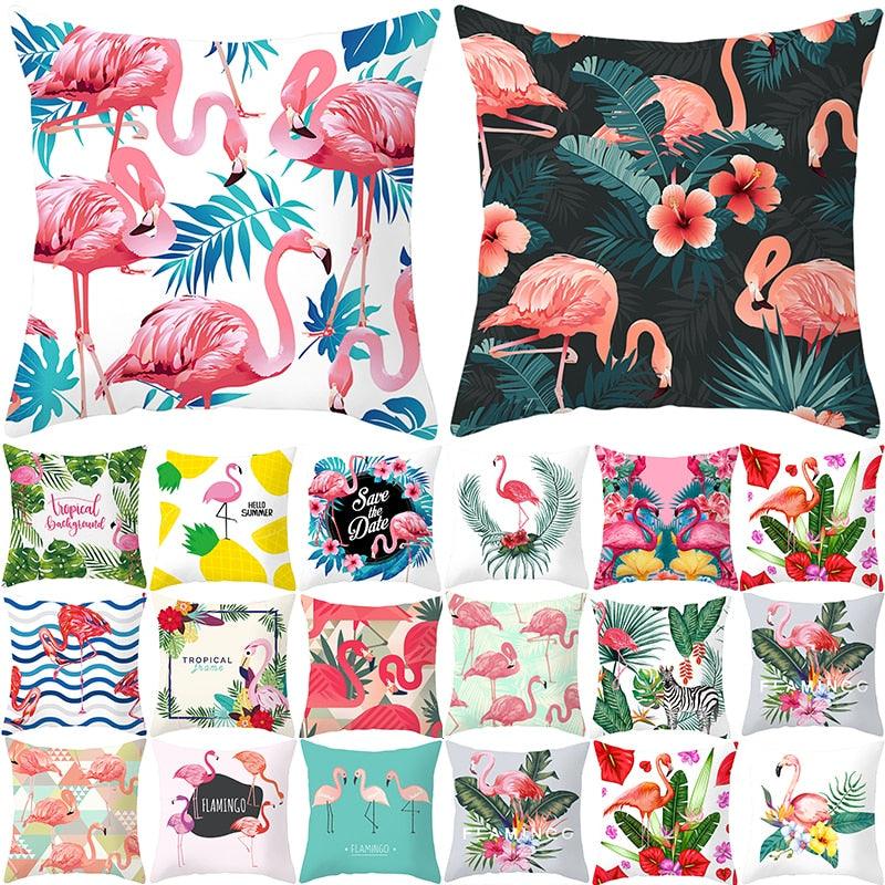 Flamingo Cushion Cover Decor Cushion Case Elegant Tropical Flamingo Pillow Covers Decorative Cotton Linen Square Pillow Cases Cushion Cover Home Decor Car Cushion Cover Pink Pillow Case