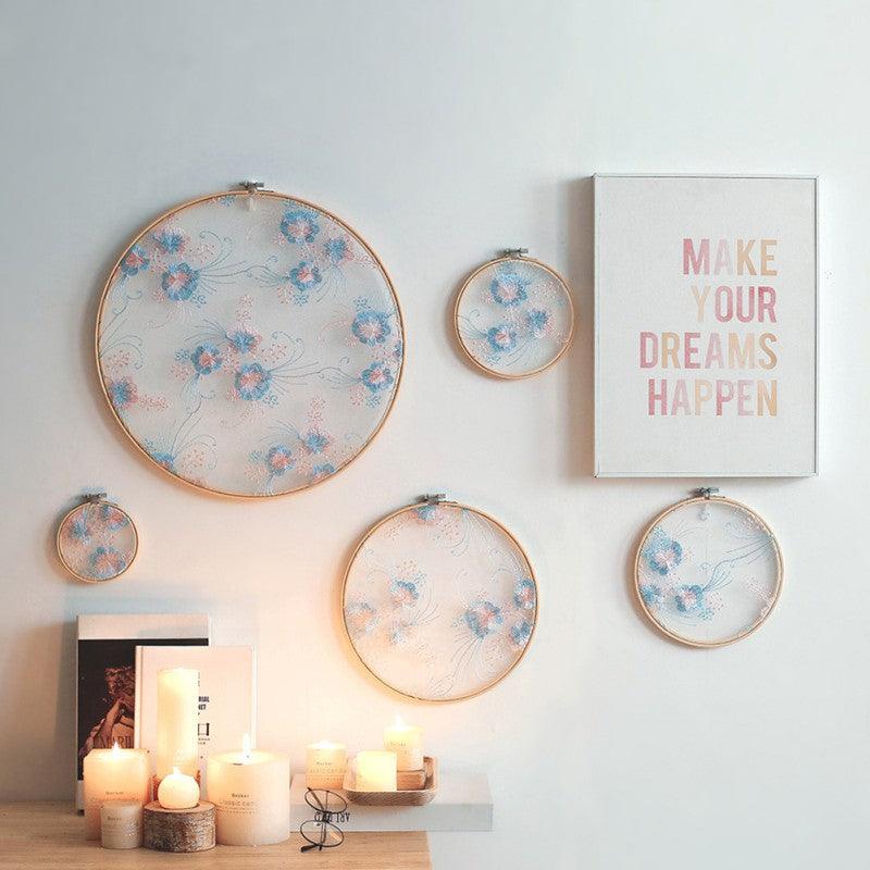 Flat Round Net Embroider Display Stand Net Yarn Wedding Ornaments Wall Hanging Decors Hot Decor for Living Room or Bedroom Unique Wall Art