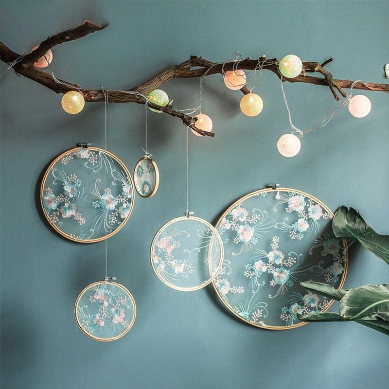 Flat Round Net Embroider Display Stand Net Yarn Wedding Ornaments Wall Hanging Decors Hot Decor for Living Room or Bedroom Unique Wall Art