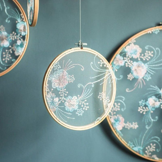 Flat Round Net Embroider Display Stand Net Yarn Wedding Ornaments Wall Hanging Decors Hot Decor for Living Room or Bedroom Unique Wall Art