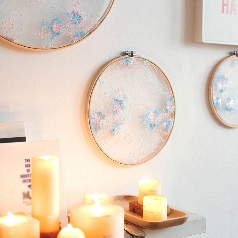 Flat Round Net Embroider Display Stand Net Yarn Wedding Ornaments Wall Hanging Decors Hot Decor for Living Room or Bedroom Unique Wall Art