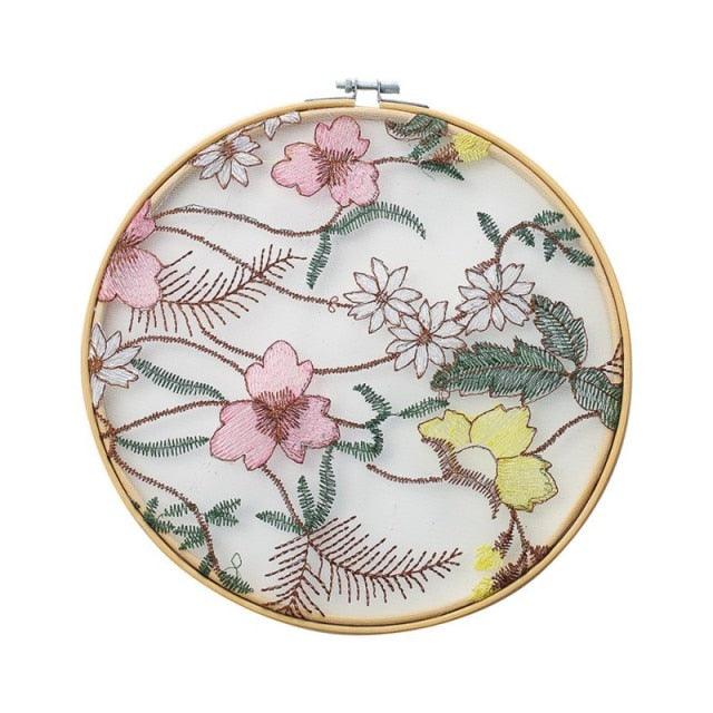 Flat Round Net Embroider Display Stand Net Yarn Wedding Ornaments Wall Hanging Decors Hot Decor for Living Room or Bedroom Unique Wall Art