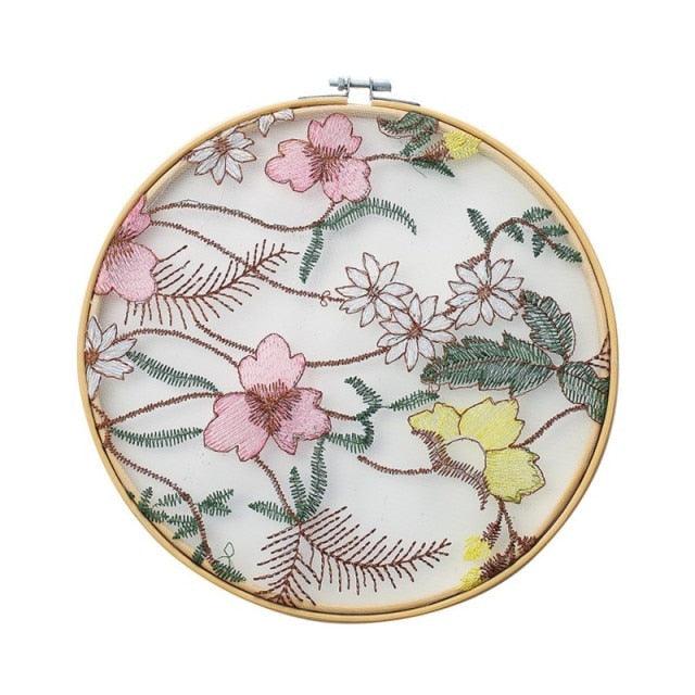 Flat Round Net Embroider Display Stand Net Yarn Wedding Ornaments Wall Hanging Decors Hot Decor for Living Room or Bedroom Unique Wall Art