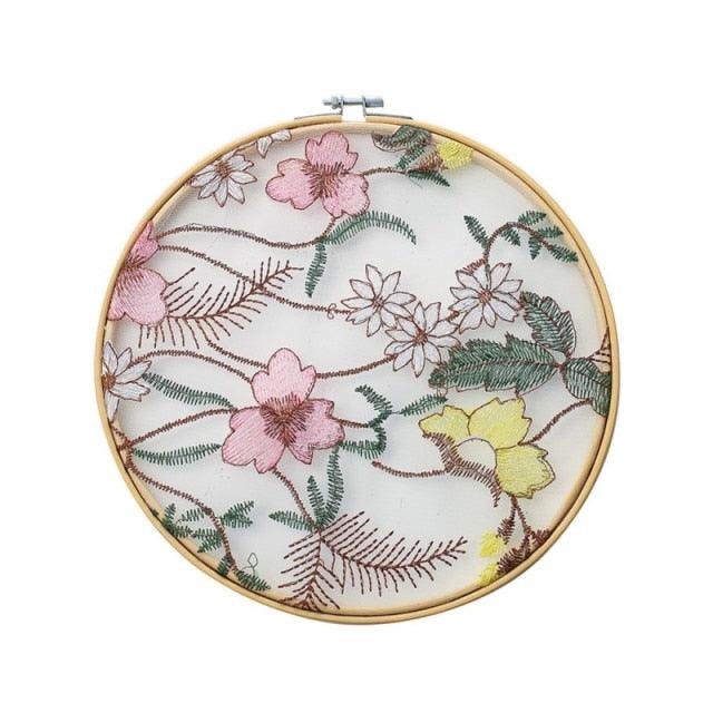 Flat Round Net Embroider Display Stand Net Yarn Wedding Ornaments Wall Hanging Decors Hot Decor for Living Room or Bedroom Unique Wall Art