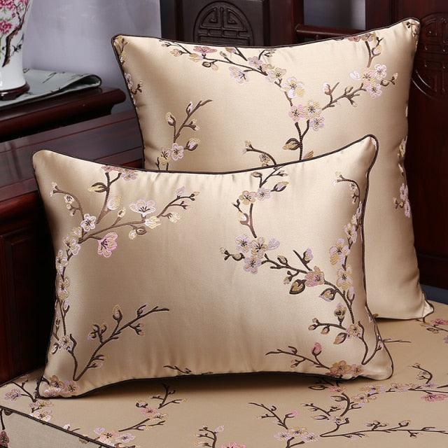 Floral Decorative Pillow Covers Spring Polyester Cushion Cover For Home Decorative Sofa Armchair Bedroom Livingroom Embroidery Floral Pattern Square Decorative Throw Pillow Case Cushion Cover