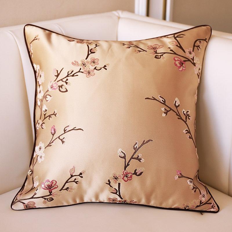 Floral Decorative Pillow Covers Spring Polyester Cushion Cover For Home Decorative Sofa Armchair Bedroom Livingroom Embroidery Floral Pattern Square Decorative Throw Pillow Case Cushion Cover