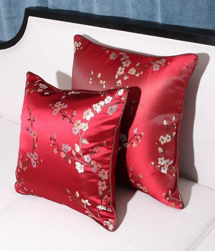 Floral Decorative Pillow Covers Spring Polyester Cushion Cover For Home Decorative Sofa Armchair Bedroom Livingroom Embroidery Floral Pattern Square Decorative Throw Pillow Case Cushion Cover