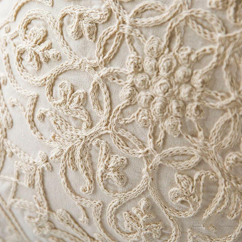 Floral Embroidered Throw Pillow Covers Cotton Pillowcase Sofa Couch For Home Decor Embroidery Throw Pillow Covers Square Cushion Case Modern Cushion Cover Square Pillowcase Decoration for Sofa Bed Chair Car 50x50cm
