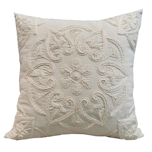 Floral Embroidered Throw Pillow Covers Cotton Pillowcase Sofa Couch For Home Decor Embroidery Throw Pillow Covers Square Cushion Case Modern Cushion Cover Square Pillowcase Decoration for Sofa Bed Chair Car 50x50cm