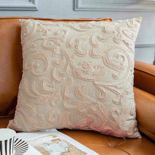 Floral Embroidered Throw Pillow Covers Cotton Pillowcase Sofa Couch For Home Decor Embroidery Throw Pillow Covers Square Cushion Case Modern Cushion Cover Square Pillowcase Decoration for Sofa Bed Chair Car 50x50cm