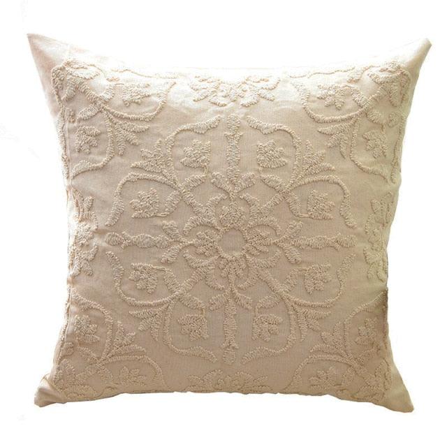 Floral Embroidered Throw Pillow Covers Cotton Pillowcase Sofa Couch For Home Decor Embroidery Throw Pillow Covers Square Cushion Case Modern Cushion Cover Square Pillowcase Decoration for Sofa Bed Chair Car 50x50cm