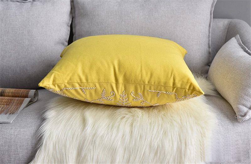 Floral Embroidered Throw Pillow Covers Cotton Pillowcase Sofa Couch For Home Decor Embroidery Throw Pillow Covers Square Cushion Case Modern Cushion Cover Square Pillowcase Decoration for Sofa Bed Chair Car 50x50cm