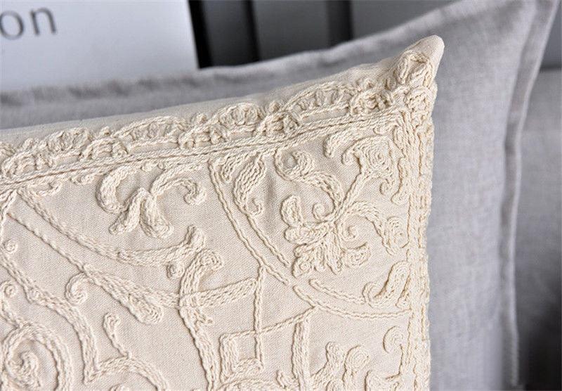Floral Embroidered Throw Pillow Covers Cotton Pillowcase Sofa Couch For Home Decor Embroidery Throw Pillow Covers Square Cushion Case Modern Cushion Cover Square Pillowcase Decoration for Sofa Bed Chair Car 50x50cm