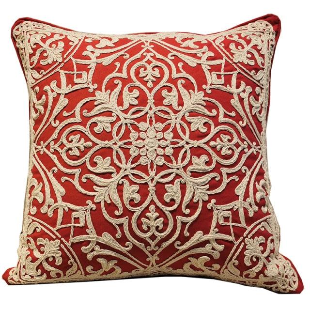 Floral Embroidered Throw Pillow Covers Cotton Pillowcase Sofa Couch For Home Decor Embroidery Throw Pillow Covers Square Cushion Case Modern Cushion Cover Square Pillowcase Decoration for Sofa Bed Chair Car 50x50cm