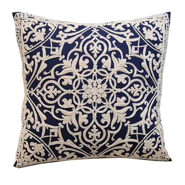 Floral Embroidered Throw Pillow Covers Cotton Pillowcase Sofa Couch For Home Decor Embroidery Throw Pillow Covers Square Cushion Case Modern Cushion Cover Square Pillowcase Decoration for Sofa Bed Chair Car 50x50cm