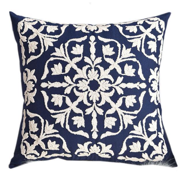 Floral Embroidered Throw Pillow Covers Cotton Pillowcase Sofa Couch For Home Decor Embroidery Throw Pillow Covers Square Cushion Case Modern Cushion Cover Square Pillowcase Decoration for Sofa Bed Chair Car 50x50cm