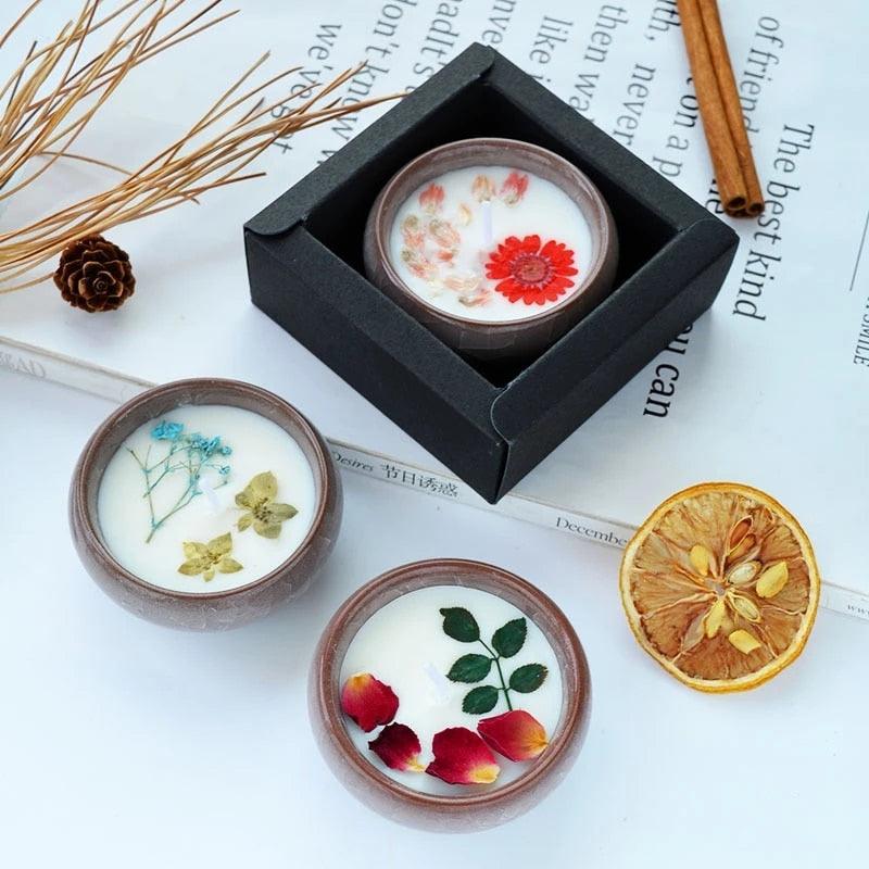 Flower Aromatherapy Candle Soy Wax Home Decorative Scented Candles  Portable Travel Jar Aromatherapy Candles Set Used for Stress Relief in Bath Yoga Sleep Ideal for Thanksgiving Christmas Birthday Wedding Party Home Decoration Aroma Candles