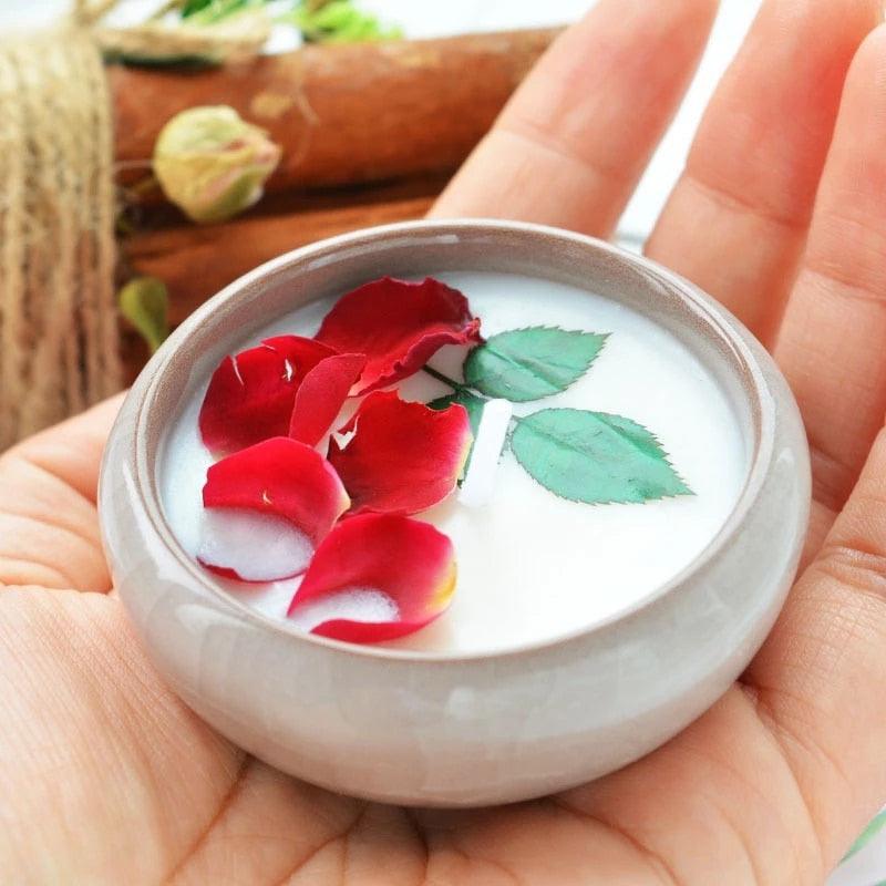 Flower Aromatherapy Candle Soy Wax Home Decorative Scented Candles  Portable Travel Jar Aromatherapy Candles Set Used for Stress Relief in Bath Yoga Sleep Ideal for Thanksgiving Christmas Birthday Wedding Party Home Decoration Aroma Candles