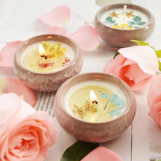 Flower Aromatherapy Candle Soy Wax Home Decorative Scented Candles  Portable Travel Jar Aromatherapy Candles Set Used for Stress Relief in Bath Yoga Sleep Ideal for Thanksgiving Christmas Birthday Wedding Party Home Decoration Aroma Candles