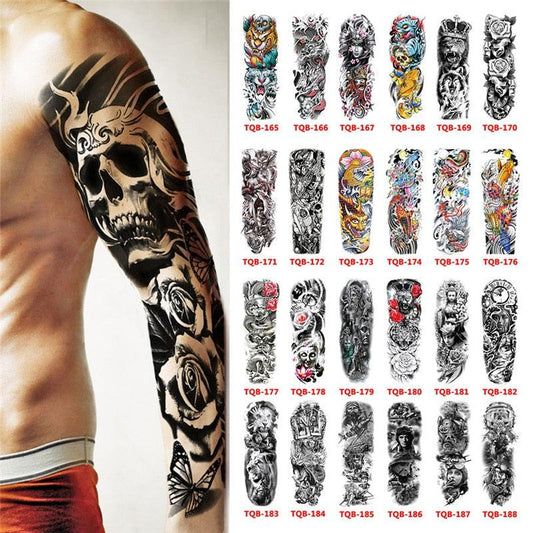 Full Arm Large Size Sleeve Temporary Sticker Dragon Tattoo Waterproof Body Art Realistic 3D Design For Mens