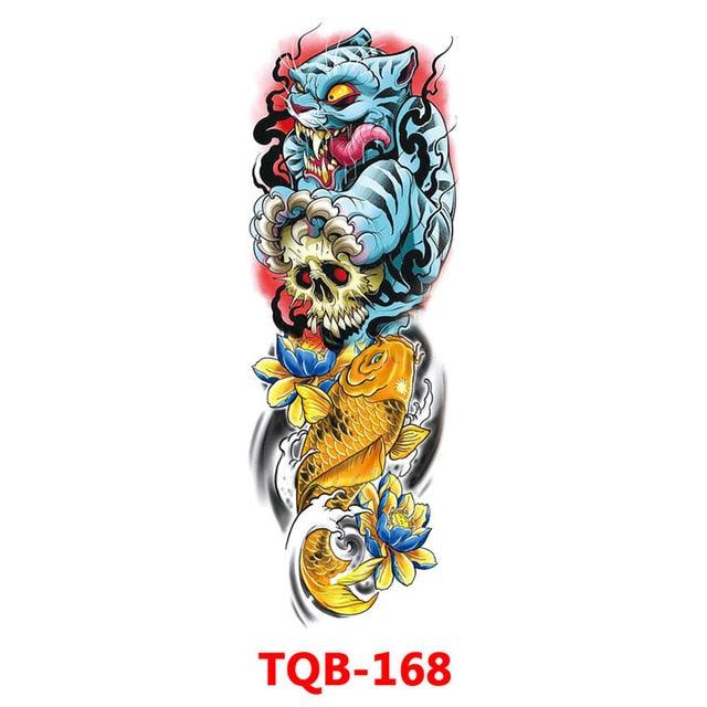 Full Arm Large Size Sleeve Temporary Sticker Dragon Tattoo Waterproof Body Art Realistic 3D Design For Mens