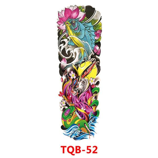 Full Arm Large Size Sleeve Temporary Sticker Dragon Tattoo Waterproof Body Art Realistic 3D Design For Mens