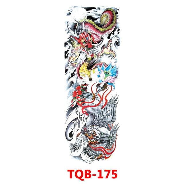 Full Arm Large Size Sleeve Temporary Sticker Dragon Tattoo Waterproof Body Art Realistic 3D Design For Mens
