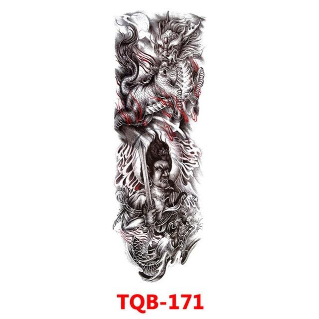 Full Arm Large Size Sleeve Temporary Sticker Dragon Tattoo Waterproof Body Art Realistic 3D Design For Mens