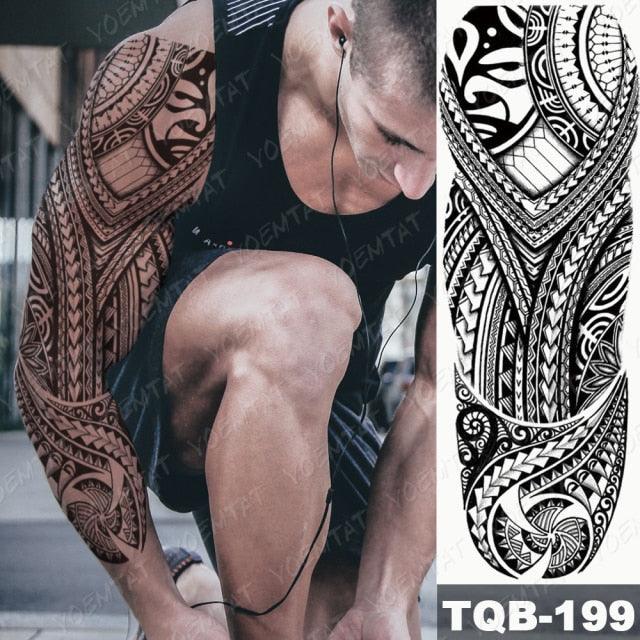 Full Arm Temporary Tattoos 8 Sheets and Half Arm Shoulder Waterproof Tattoos Elegant Large Lion Sleeve Sticker Tattoo Waterproof Temporary Big Wolf Tatoos For Men and Women