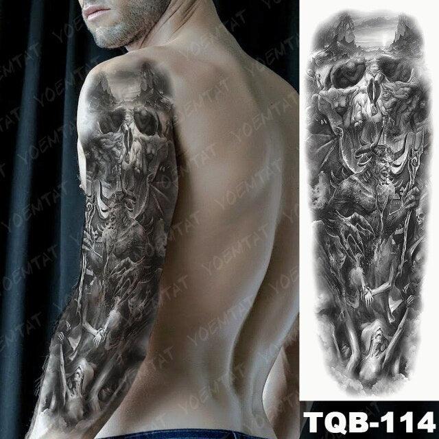 Full Arm Temporary Tattoos 8 Sheets and Half Arm Shoulder Waterproof Tattoos Elegant Large Lion Sleeve Sticker Tattoo Waterproof Temporary Big Wolf Tatoos For Men and Women
