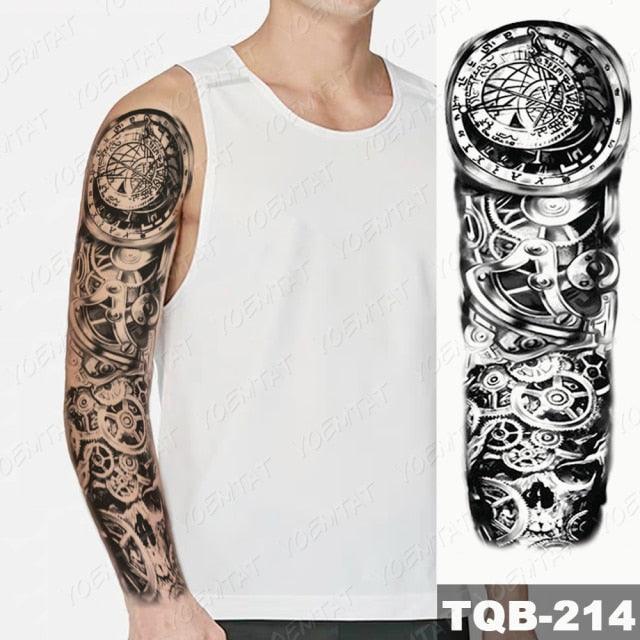 Full Arm Temporary Tattoos 8 Sheets and Half Arm Shoulder Waterproof Tattoos Elegant Large Lion Sleeve Sticker Tattoo Waterproof Temporary Big Wolf Tatoos For Men and Women