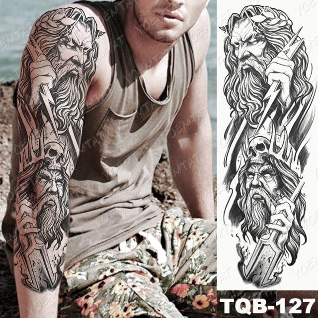 Full Arm Temporary Tattoos 8 Sheets and Half Arm Shoulder Waterproof Tattoos Elegant Large Lion Sleeve Sticker Tattoo Waterproof Temporary Big Wolf Tatoos For Men and Women