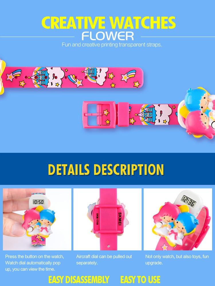 Fun Children Watch Flower Angel Baby Kids Digital Watches Waterproof Small Boys Girls Sport Outdoor LED Kids Silicone Strap Cute Unique Pattern Silicone Colorful Elegant Children Toddler Digital Watch