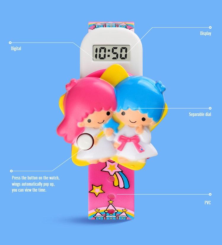 Fun Children Watch Flower Angel Baby Kids Digital Watches Waterproof Small Boys Girls Sport Outdoor LED Kids Silicone Strap Cute Unique Pattern Silicone Colorful Elegant Children Toddler Digital Watch