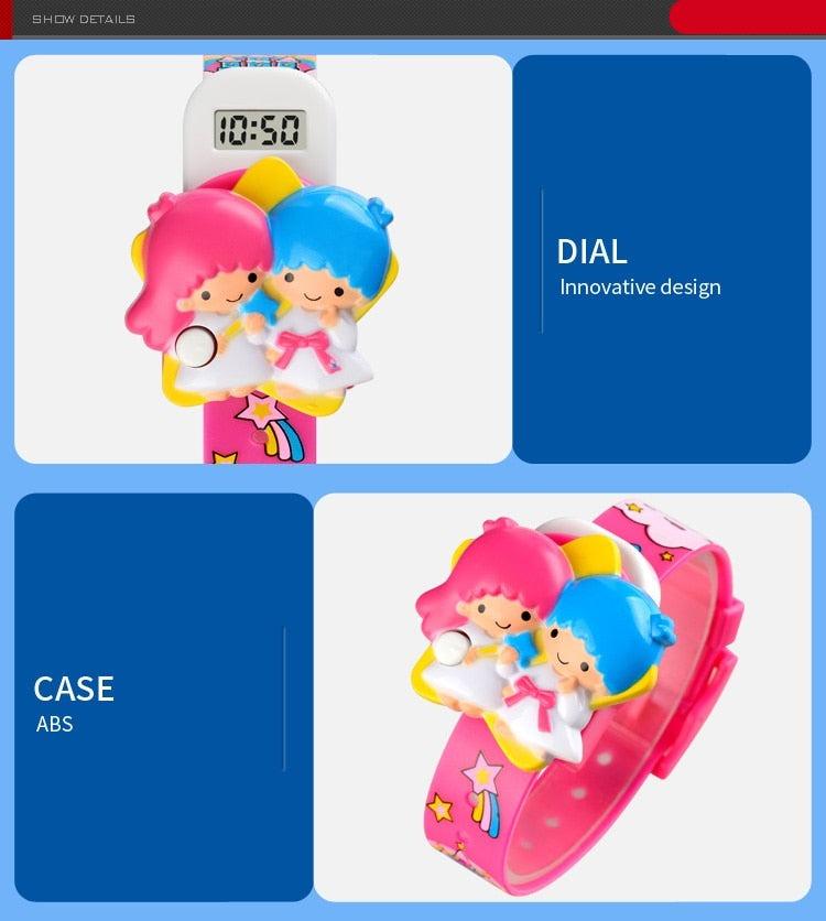 Fun Children Watch Flower Angel Baby Kids Digital Watches Waterproof Small Boys Girls Sport Outdoor LED Kids Silicone Strap Cute Unique Pattern Silicone Colorful Elegant Children Toddler Digital Watch