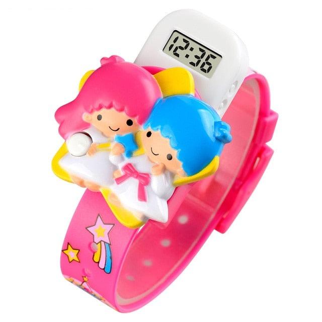 Fun Children Watch Flower Angel Baby Kids Digital Watches Waterproof Small Boys Girls Sport Outdoor LED Kids Silicone Strap Cute Unique Pattern Silicone Colorful Elegant Children Toddler Digital Watch