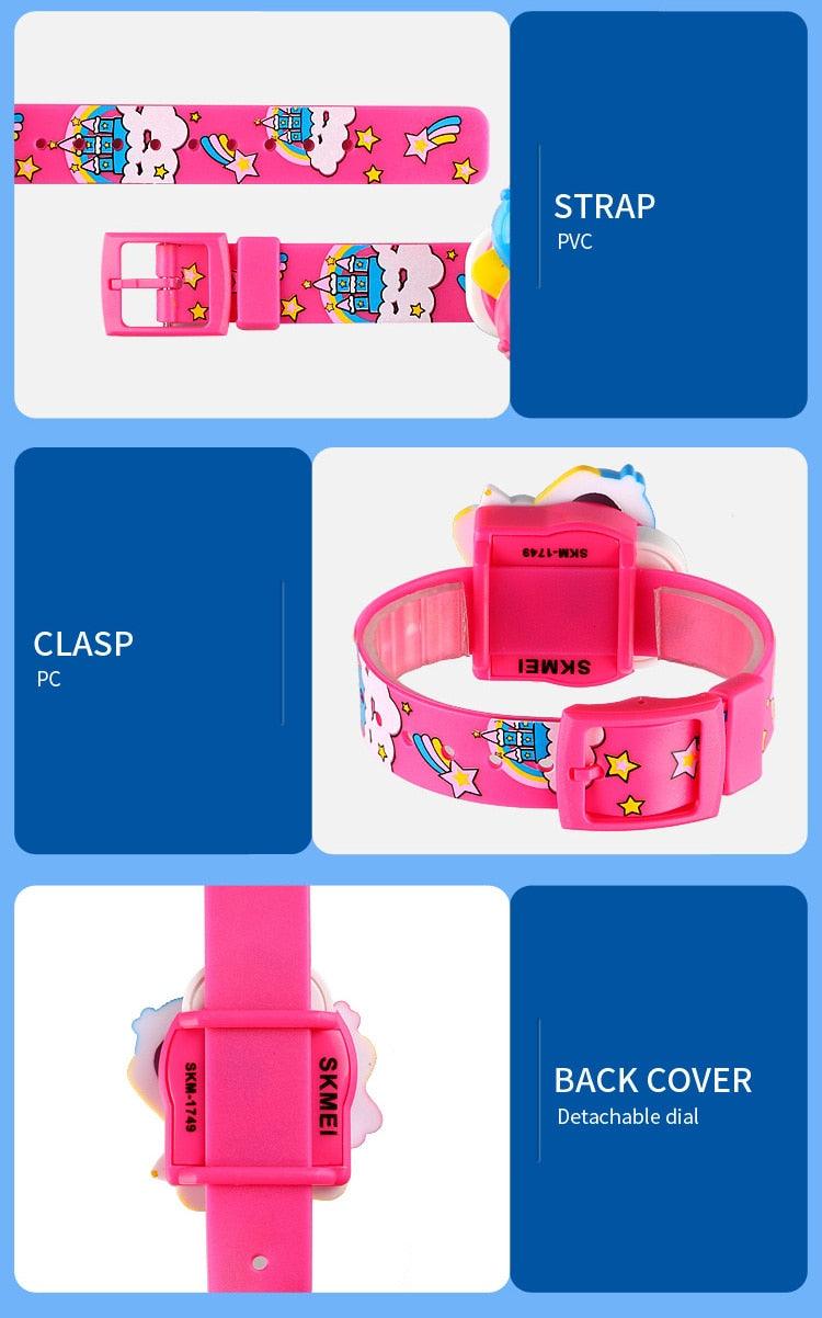 Fun Children Watch Flower Angel Baby Kids Digital Watches Waterproof Small Boys Girls Sport Outdoor LED Kids Silicone Strap Cute Unique Pattern Silicone Colorful Elegant Children Toddler Digital Watch