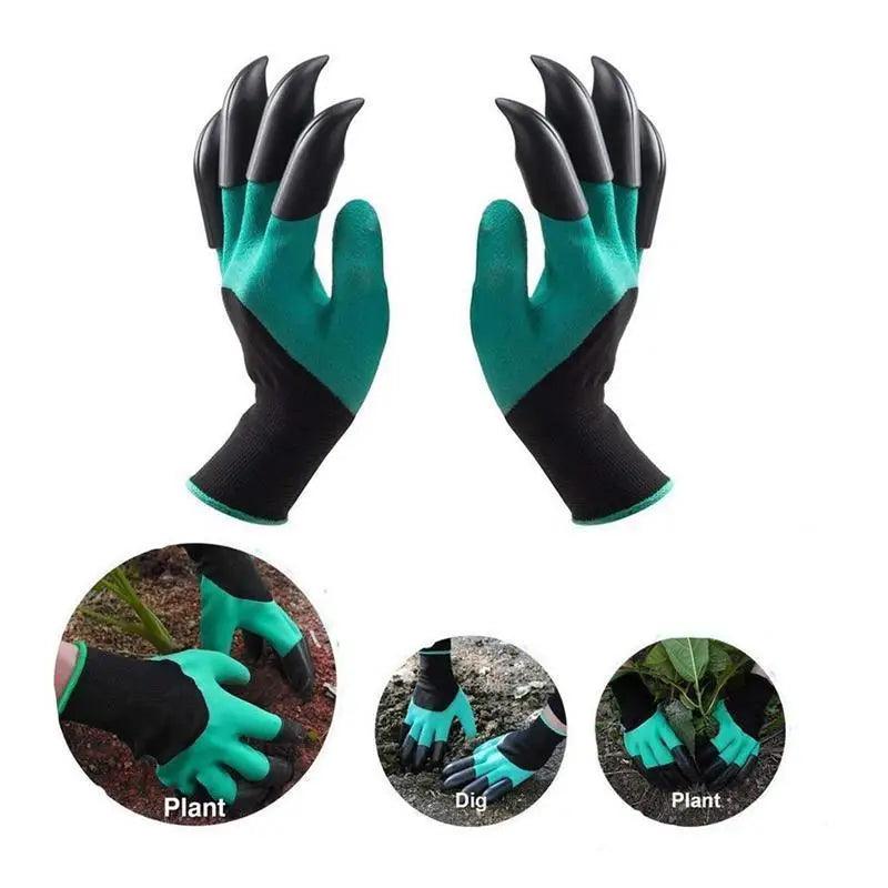 Garden Gloves With Fingertips Claws ABS Plastic Garden Rubber Gloves Gardening Digging Planting Durable Gloves With Claws Waterproof Outdoor Work Breathable Glove Best Gift For Gardener