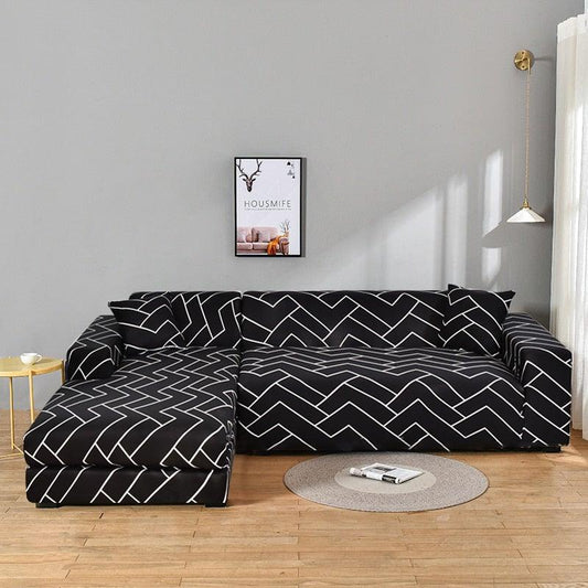 Geometric Sofa Cover Couch Cover Elastic Sofa Covers For Living Room Corner L Shaped Chaise Longue Armchair Sofa Slipcover Stretch Elastic L-Type Chaise Sofa Couch Furniture Protector For Living Room