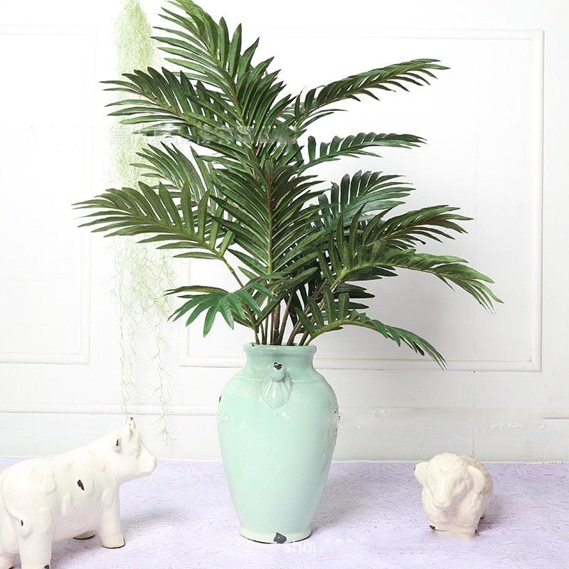 Green Artificial Palm Leaves Plastic Tropical Tree Fake  Indoor Outdoor Garden Home Outdoor Decorations