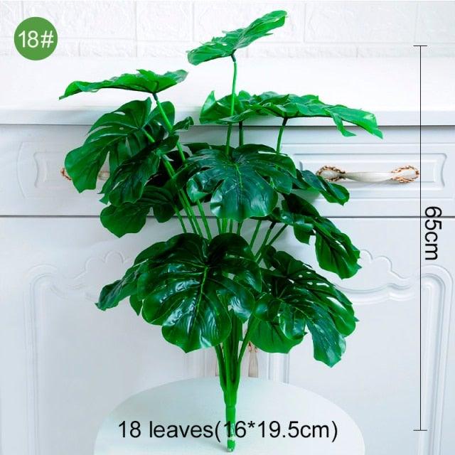 Green Artificial Palm Leaves Plastic Tropical Tree Fake  Indoor Outdoor Garden Home Outdoor Decorations