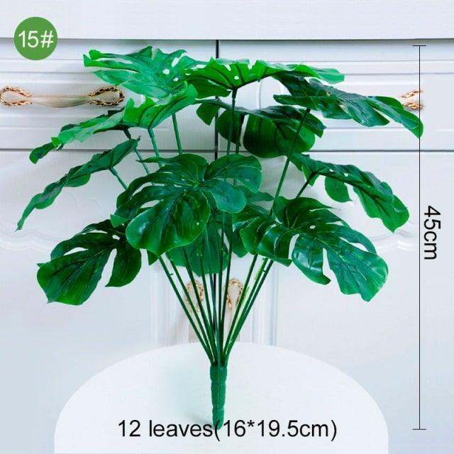 Green Artificial Palm Leaves Plastic Tropical Tree Fake  Indoor Outdoor Garden Home Outdoor Decorations