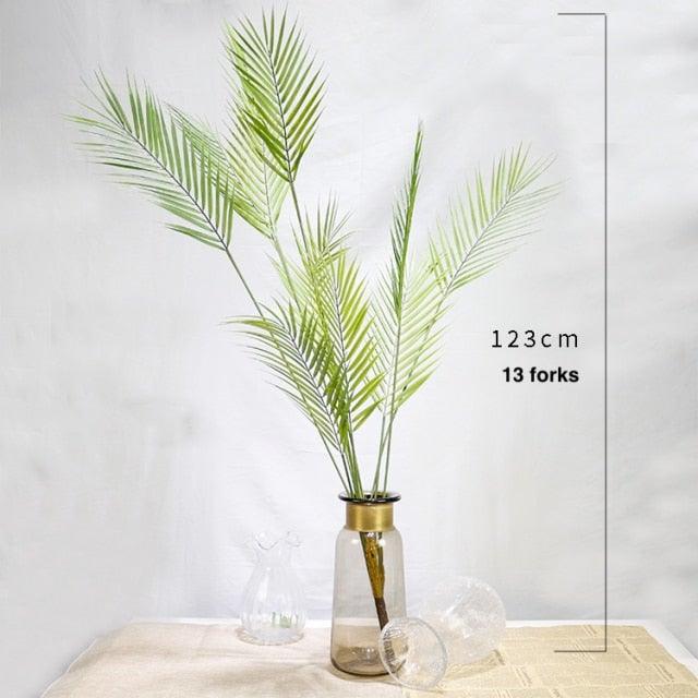 Green Artificial Palm Leaves Plastic Tropical Tree Fake  Indoor Outdoor Garden Home Outdoor Decorations