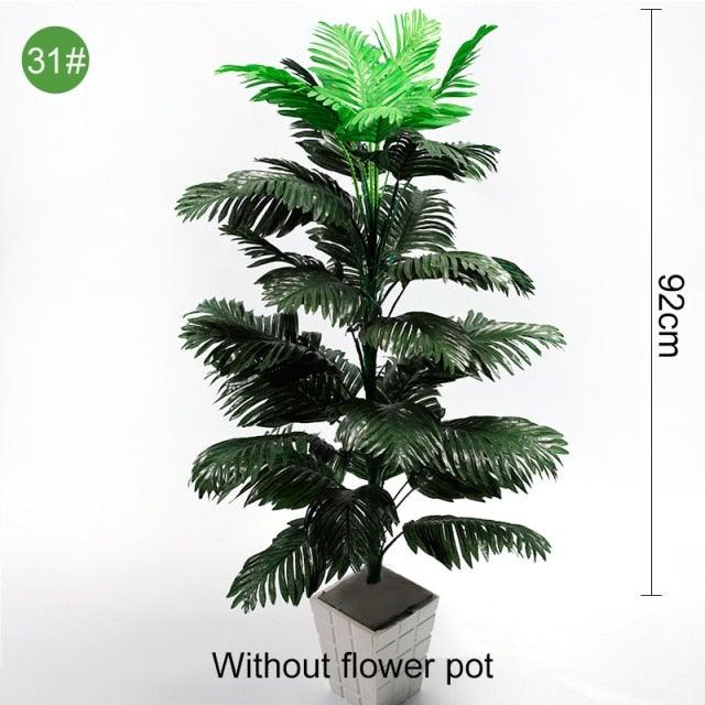 Green Artificial Palm Leaves Plastic Tropical Tree Fake  Indoor Outdoor Garden Home Outdoor Decorations