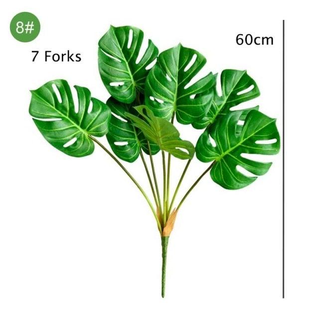 Green Artificial Palm Leaves Plastic Tropical Tree Fake  Indoor Outdoor Garden Home Outdoor Decorations