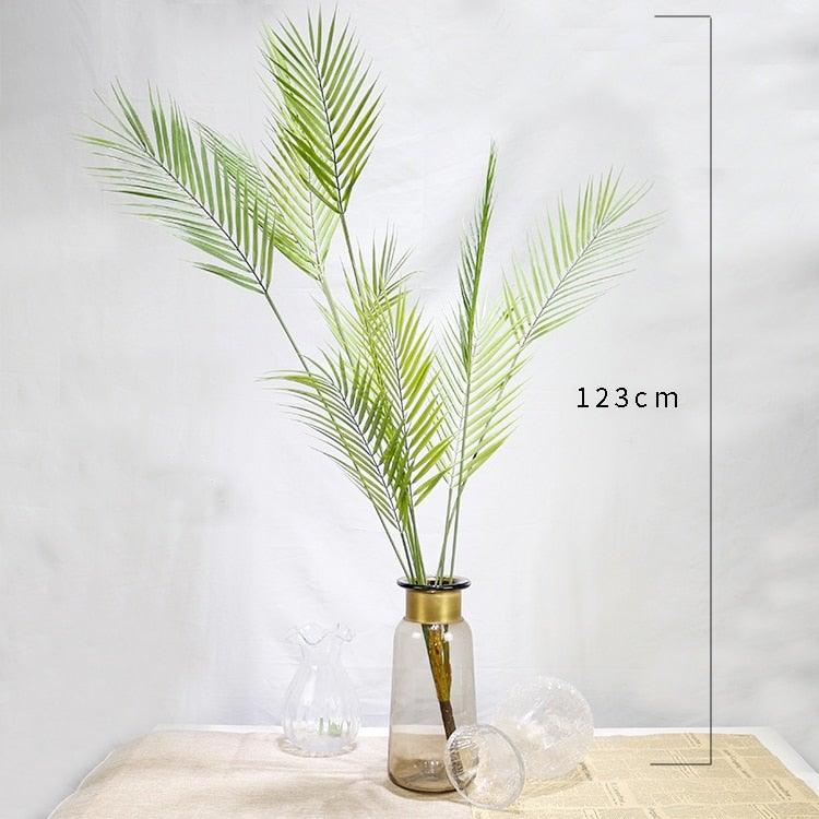 Green Artificial Palm Leaves Plastic Tropical Tree Fake  Indoor Outdoor Garden Home Outdoor Decorations